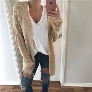 Lace Up Back Knit Cardigan Sweater M/L
